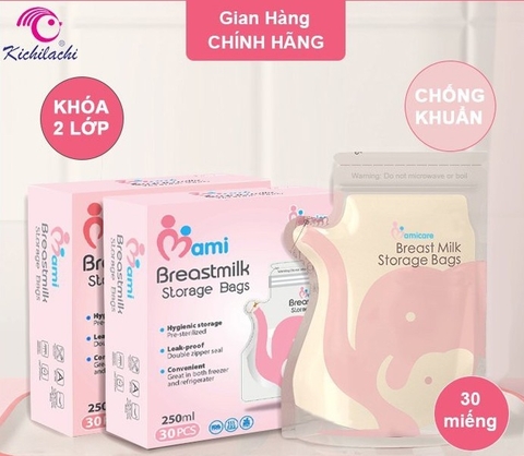 Hộp 30 túi trữ sữa Mẹ 250m MamiCare - M30V - có vòi rót 1 bên - Mami Care