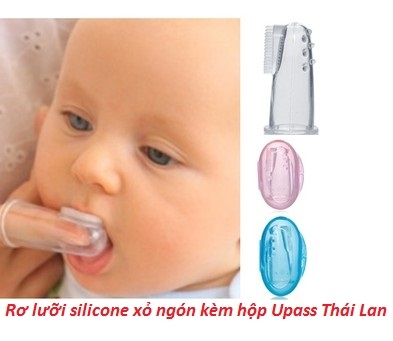 Bàn chải rơ lưỡi, đánh răng xỏ ngón silicone mềm kèm hộp đựng Upass Thái Lan - UP4002N