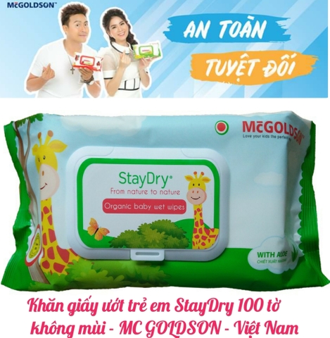 Khăn ướt trẻ em StayDry 100 tờ không hương - MC GOLDSON - Việt Nam