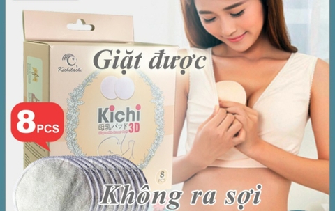 Hộp 8 miếng lót thấm sữa bằng vải giặt được Kichilachi (Công nghệ Nhật)