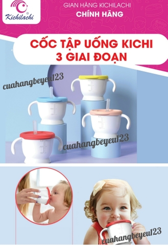 Cốc Tập uống nước , uống sữa 3 giai đoạn 150ml Kichilachi