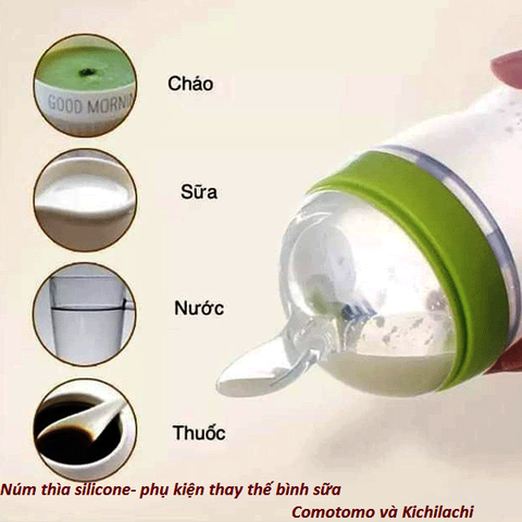 Núm thìa silicone mềm ăn bột - sữa Comotomo  - phụ kiện thay thế bình sữa Kichilachi siêu cổ rộng