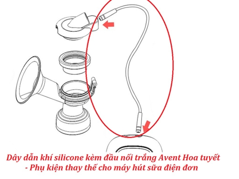 Dây dẫn khí silicone kèm đầu nối trắng Avent Hoa tuyết - Phụ kiện thay thế cho máy hút sữa điện đơn