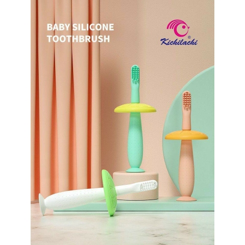 Bàn chải đánh răng silicone mềm Kichilachi an toàn cho bé