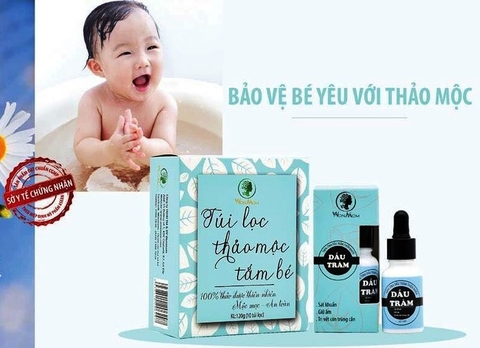 Combo Hộp 10 túi thảo mộc tắm bé và Dầu tràm nguyên chất Wonmom - Việt Nam