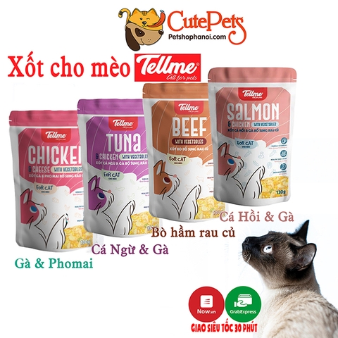 Pate cho mèo dạng sốt Tellme 130g 100% nguyên liệu tự nhiên - CutePets