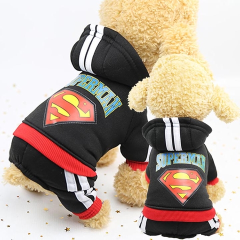 Áo nỉ 4 chân Super Man Đen dành cho chó mèo - CutePets