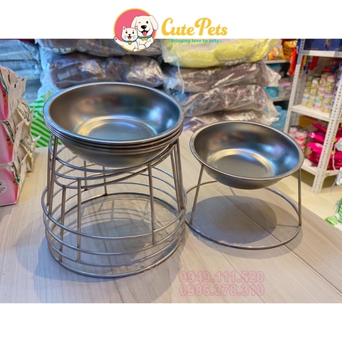 Bát inox chống gù lưng cho chó mèo - Cutepets