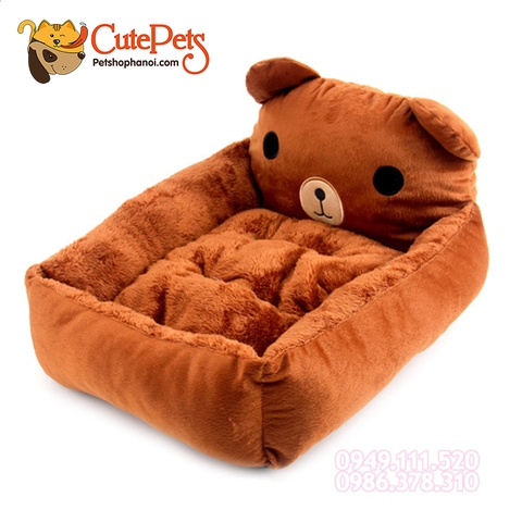 Đệm thú Gấu nâu - Nệm chữ nhật 2 lớp cho thú cưng - CutePets