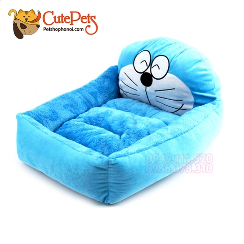 Đệm thú Doremon Xanh - Nệm chữ nhật 2 lớp cho thú cưng - CutePets