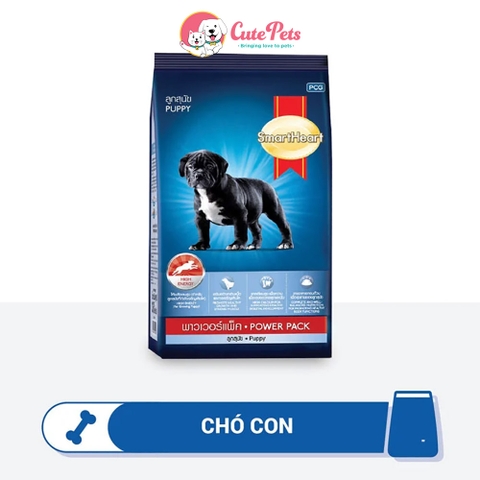 Hạt chó con Smart Heart Power Pack Puppy 1kg Hạt phát triển cơ bắp - Cutepets