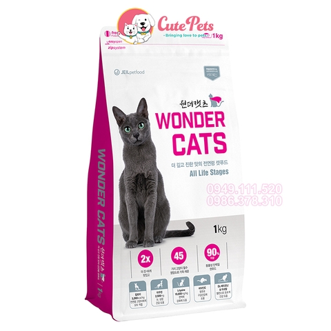 Hạt cho Mèo Wonder Cats Túi hãng 1kg cho mèo mọi lứa tuổi - Cutepets