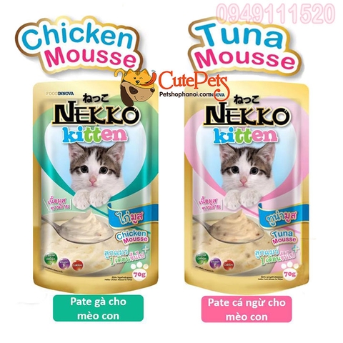 Pate mèo con Nekko Kitten 70g dành cho mèo từ 1-12 tháng tuổi - CutePets