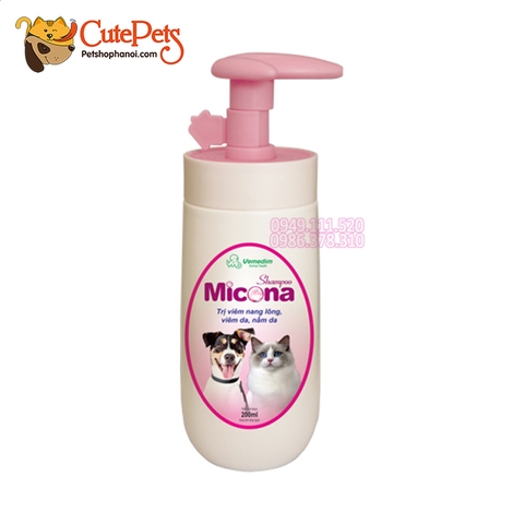 Sữa tắm trị viêm da, nấm da MICONA 200ml dành cho chó mèo - CutePets