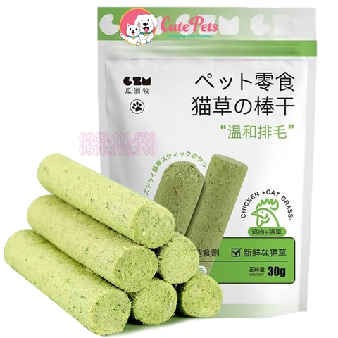 Thanh cỏ Mèo mix thịt gà 30g Tiêu búi lông cho mèo - Cutepets