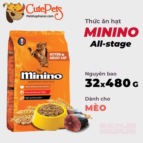Thức ăn cho mèo MININO 480g Vị cá Ngừ Dành cho mèo mọi lứa tuổi - Cutepets