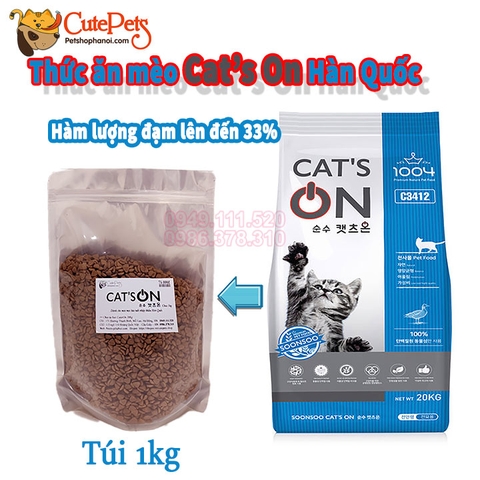 Thức ăn mèo Cats On 1kg hạt Hàn Quốc - CutePets