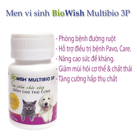 Thực Phẩm chức năng Bio Wish Multibio 3P 35g Men vi sinh bổ sung lợi khuẩn cho thú cưng - CutePets