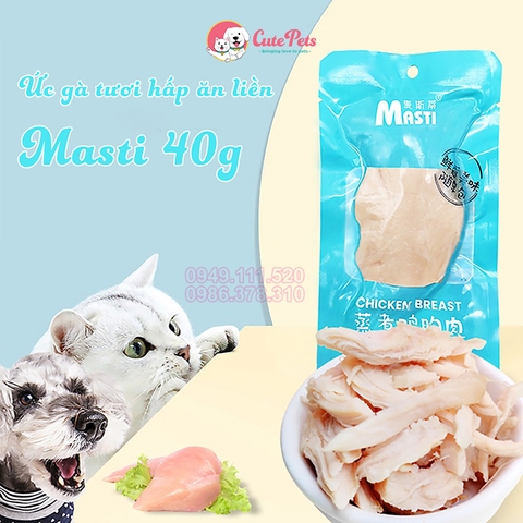 Ức gà tươi hấp ăn liền Masti 40g cho chó mèo - Cutepets