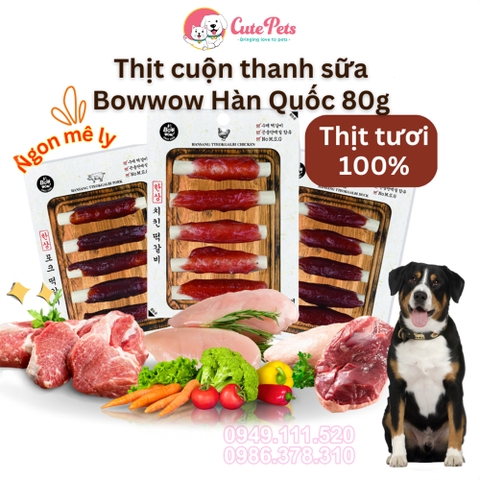 Xương thưởng cho chó Thịt cuộn thanh sữa Bow wow 80g đồ ăn vặt cho chó - Cutepets