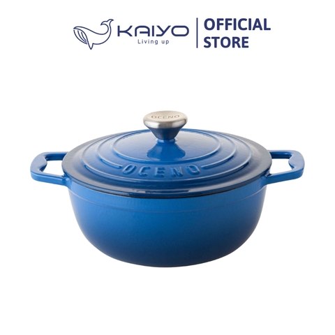 Nồi gang Oceno màu xanh blue, đường kính trong 22cm, KT 30.2*23*9.4cm