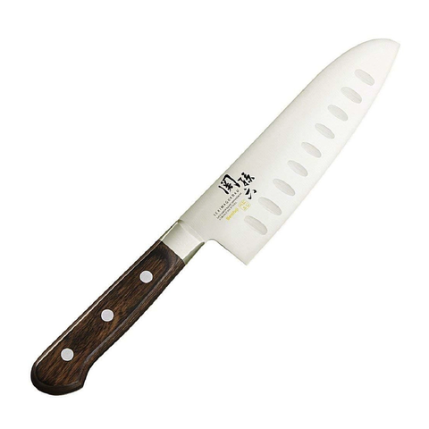 Dao Nhật Seki Magoroku Benifuji AB-5438, Dao Santoku Hollow 16.5cm