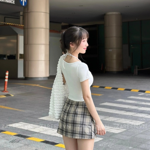 CHÂN VÁY CARO NGẮN ĐẮP CHÉO ZAREEN VAA42