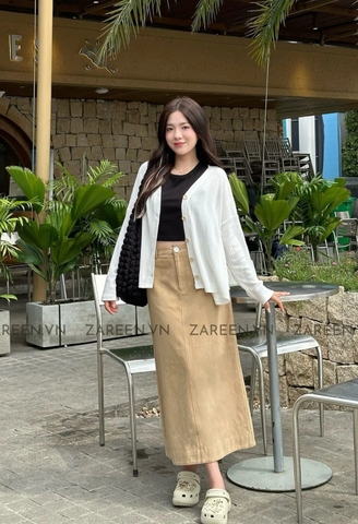 CHÂN VÁY KAKI DÀI XẺ VẠT SAU ZAREEN VAD16
