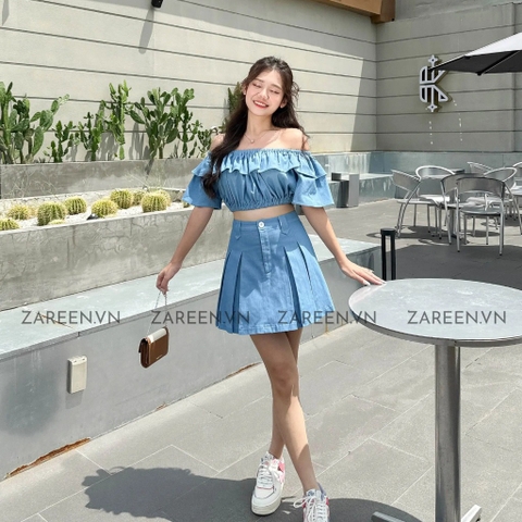 CHÂN VÁY DENIM XẾP LY ZAREEN VAA47