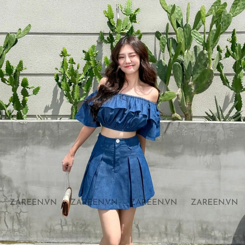 CHÂN VÁY DENIM XẾP LY ZAREEN VAA47
