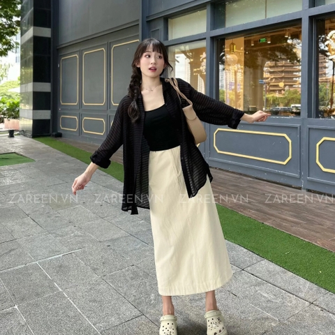 CHÂN VÁY KAKI DÀI XẺ VẠT SAU ZAREEN VAD16