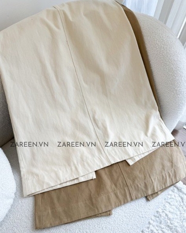 CHÂN VÁY KAKI DÀI XẺ VẠT SAU ZAREEN VAD16