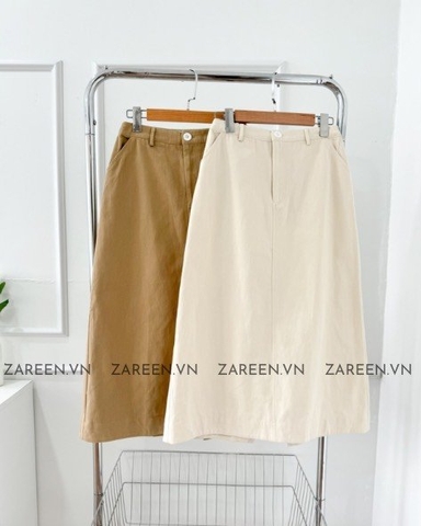 CHÂN VÁY KAKI DÀI XẺ VẠT SAU ZAREEN VAD16