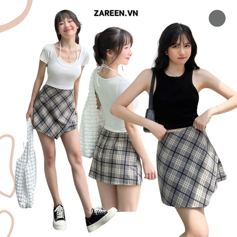 CHÂN VÁY CARO NGẮN ĐẮP CHÉO ZAREEN VAA42