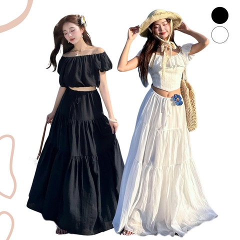 CHÂN VÁY DÀI 3 TẦNG RÚT EO ZAREEN VAD20