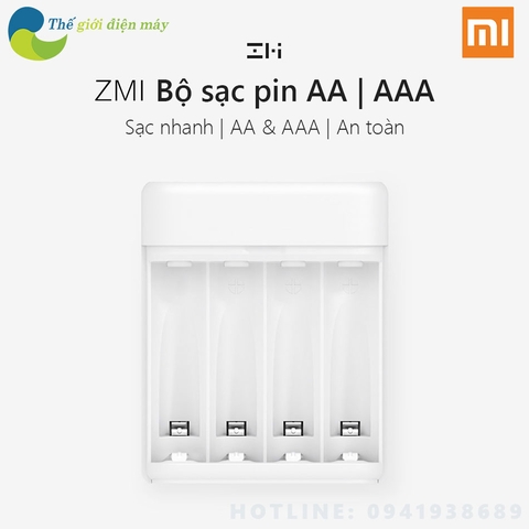 Bộ sạc pin tiểu AA, AAA Xiaomi ZMI - Shop Thế giới điện máy