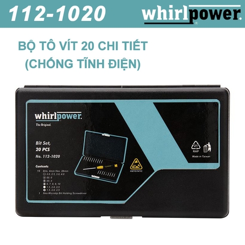 Bộ tô vít 20 chi tiết (chống tĩnh điện) Whirlpower 112-1020