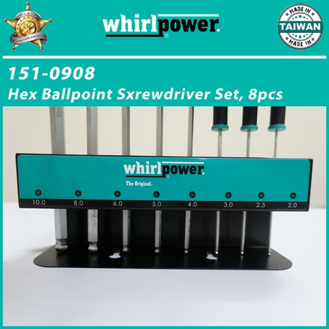 Bộ lục giác 8 cây đầu bi (hệ Met, Inch) Whirlpower 151-0908, 151-1008