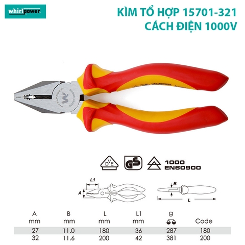 KÌM TỔ HỢP CÁCH ĐIỆN 1000V WHIRLPOWER 15701-321