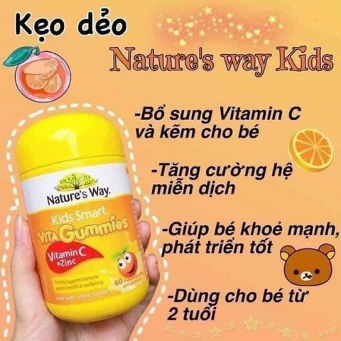 Kẹo dẻo Nature Way bổ sung Vitamin C và Kẽm 60V