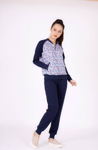 Bộ nỉ nữ hoa ASOS có khóa mầu xanh Size M