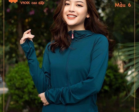 Áo chống nắng nữ Cardina thun lạnh xanh cổ vịt size M