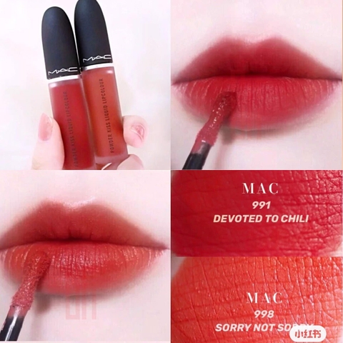 Son Kem Mac Powder Kiss Liquid Lipcolour 991 Devoted To Chili 5ml- Đỏ Gạch