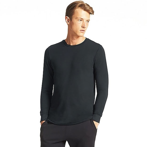 Áo giữ nhiệt nam Uniqlo Heattech Black Cổ tròn L