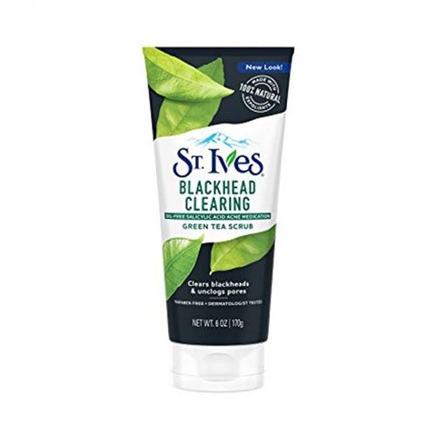 Sữa rửa mặt tẩy da chết St.Ives BlackHead Clearing Green Tea and Bamboo Scrub 170g