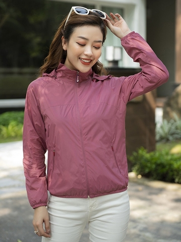 Áo gió nữ Cardina mầu hồng vỏ đỗ size L