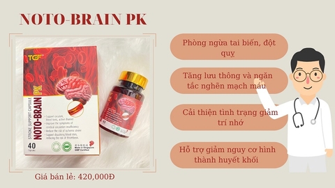 HOẠT HUYẾT LƯU THÔNG MÁU HỖ TRỢ CHỐNG ĐỘT QUỴ NOTO-BRAIN PK CHỐNG ĐÔNG MÁU - 40 VIÊN