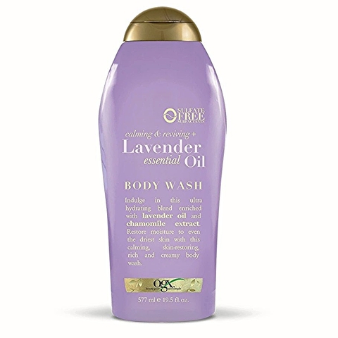 SỮA TẮM OGX TINH DẦU HOA OẢI HƯƠNG LAVENDER ESSENTIAL OIL BODY WASH MÀU TÍM ĐỤC -577ML