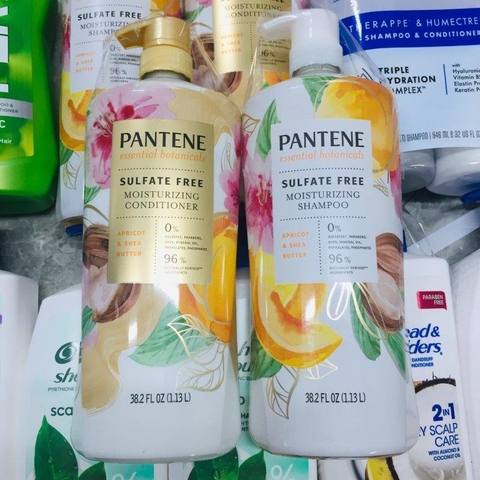 SET DẦU GỘI VÀ XẢ PANTENE ESSENTIAL BOTANICALS SULFATE FREE MOISTURIZING SHAMPOO & CONDITIONER 1.13L (APRICOT & SHEA BUTTER)