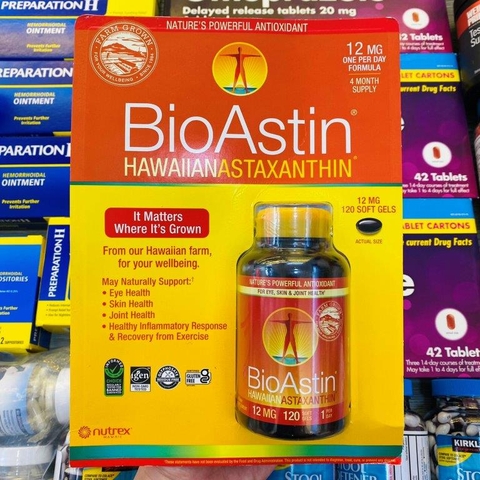 VIÊN UỐNG CHỐNG OXY HÓA BIOASTIN HAWAIIAN ASTAXANTHIN 12MG - 120 VIÊN